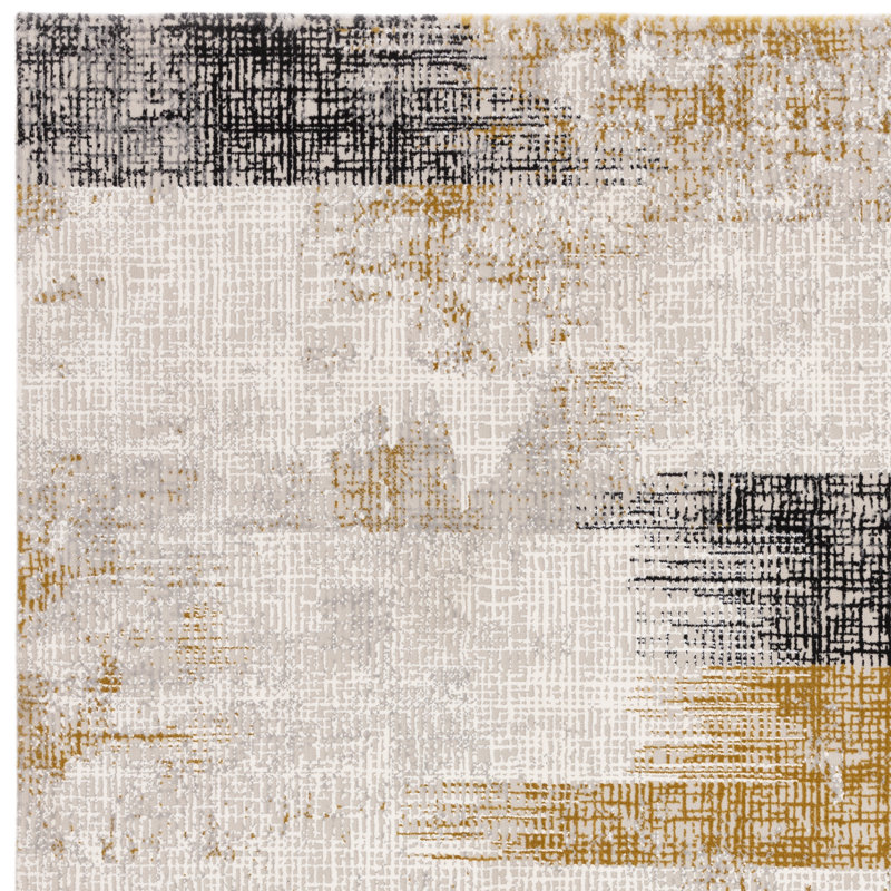 Abrienne Soft Lines Gold/Grey/Black Rug, Rectangle 120 x 170cm