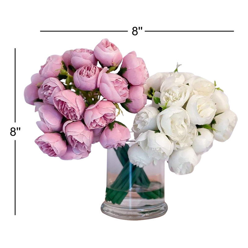 Pivoine dans un vase, Blanc / rose doux