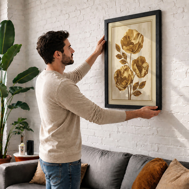 Golden Composition Botanical - Framed Print, Unframed, A3 - 42.0 x 29.7 cm