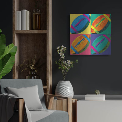 Luxe Metal Art 'Ball Four Football C' by Wild Apple Portfolio Metal Wall Art, 24" x 24"