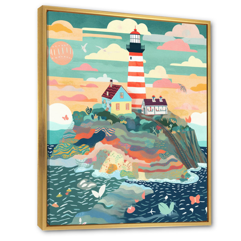 «Coastal Guiding Light IV», reproduction sur toile, H 40 po x l 30 po x P 1,5 po, Cadre flottant doré