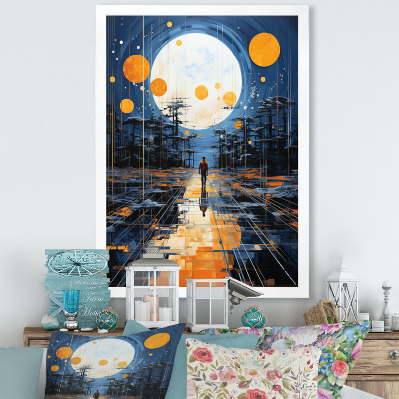 «Hinrikus Yellow Solar Specks», impression géométrique sur toile, Cadre photo blanc, H 20 po x l 12 po x P 1 po