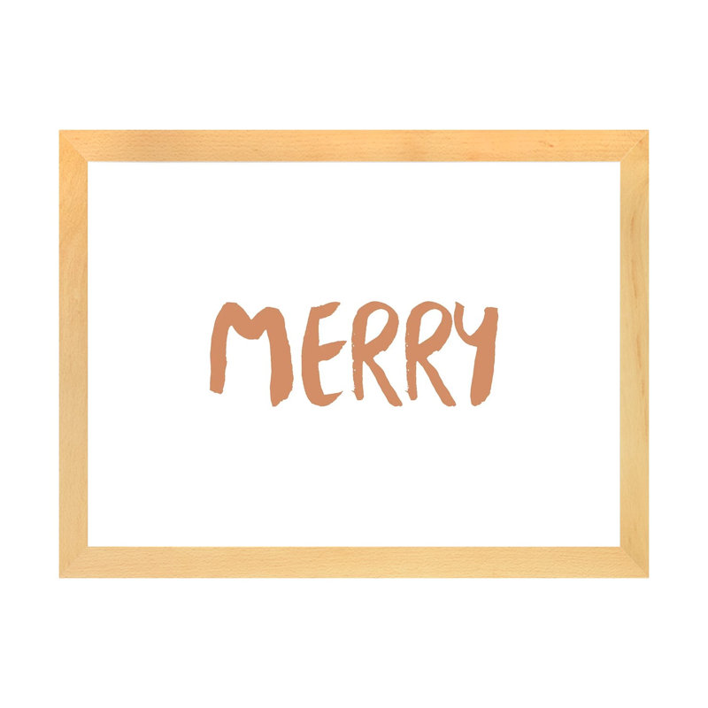 « Merry » par Orara studio-impression d’art textuel, Blanc, H 16 po x l 24 po x P 1 po, Toile avec cadre en bois beige