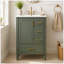 Meuble-lavabo moderne de 24 po avec lavabo en céramique, porte à fermeture douce, 3 tiroirs, poignées dorées et support de rangement-664287820