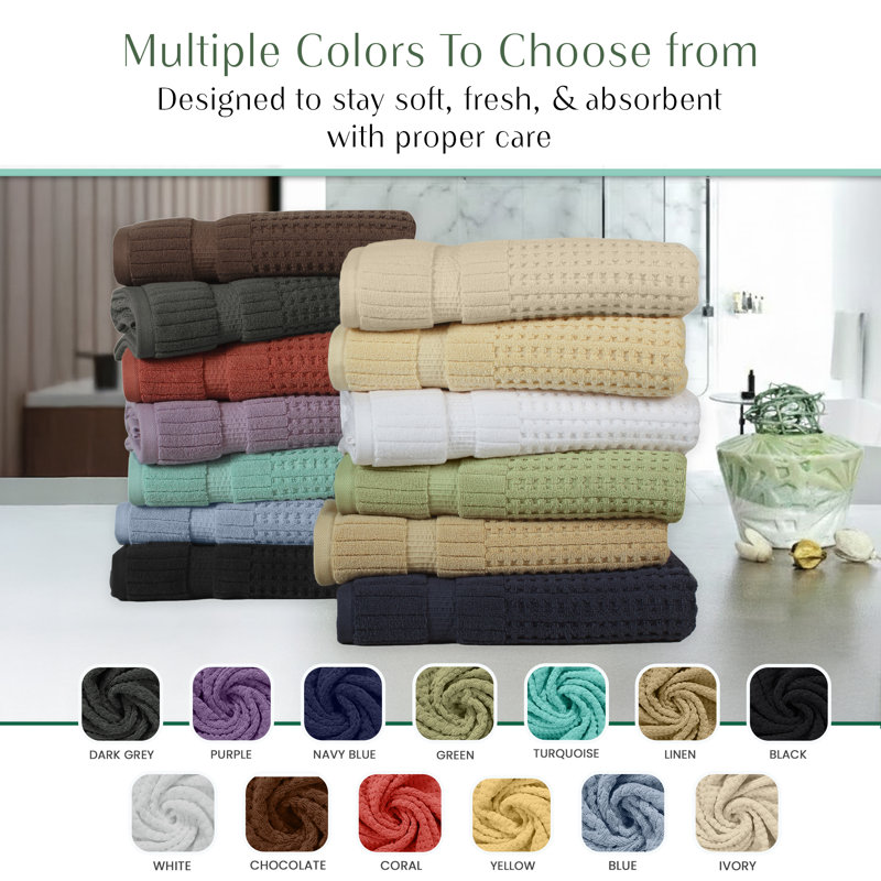 Willow 8 Pieces Towel Set – 100% Combed Cotton, Premium Quality 630 GSM, Ivory, Ultra-Soft & Highly Absorbent (2 Bath, 2 Hand, 4 Wash Towels set)