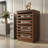 Modern Slatted Wood Audio Component Cabinet, 4-Tier Stereo Equipment Rack Media Stand With Ventilated Door & Cable Management, Brown-1930207121