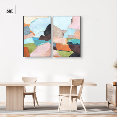 Ensemble de toiles « Pastel Journey » - Décoration murale colorée par Art Remedy, cadre noir, 10 x 15