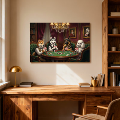 Animals Dogs Playing Poker In Elegant Room