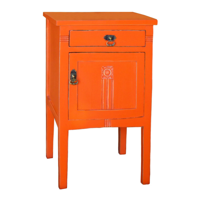 Zelda Solid Wood Bedside Table, Orange