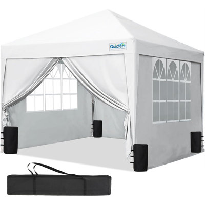 3x3m (10x10ft) Pop Up Canopy Gazebo with Removable Sidewalls, Adjustable Height Event Shelter