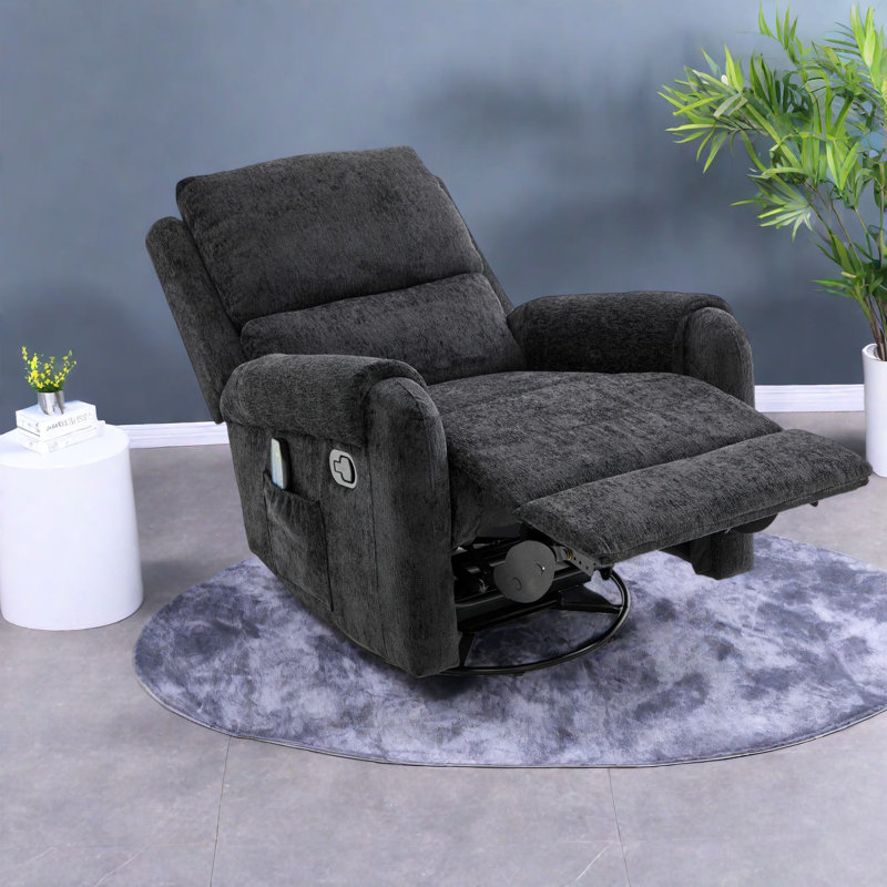 Fauteuils inclinables multifonctionnels en chenille, design noir moderne pour la maison