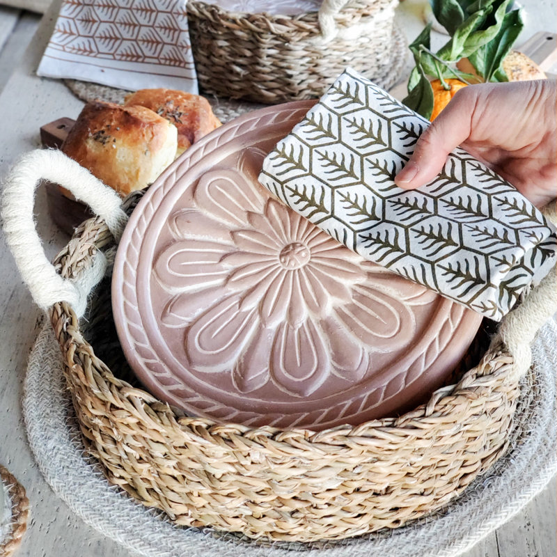 Handmade Bread Warmer & Wicker Basket - Flower