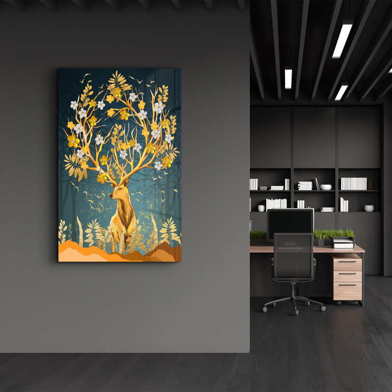 Élégante peinture murale en verre trempé de 13,8 po x 21,7 po | 100% verre trempé, épaisseur: 0,16 pouce | Imprimé UV pour des couleurs éclatantes | Parfait pour la décoration intérieure, le salon et les espaces de bureau