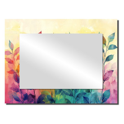 Neon Plants Pop Art - Floral Herbs Large Mirror Wall Decor - Printed On Metal