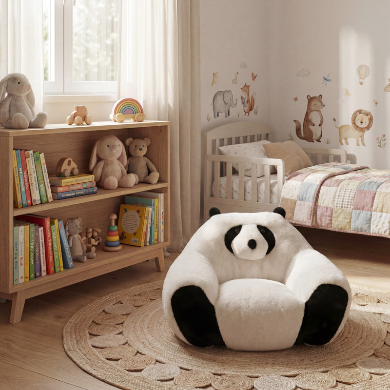 Cozy Panda - Inspired, 28,76 po de profondeur, ultra doux, mousse à haute résilience, sans accoudoirs, utilisation en blanc et noir, 11,19 po de hauteur, dossier à coussin déchiqueté