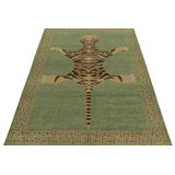 Distressed Homage Hand Knotted Wool Animal Print Area Rug