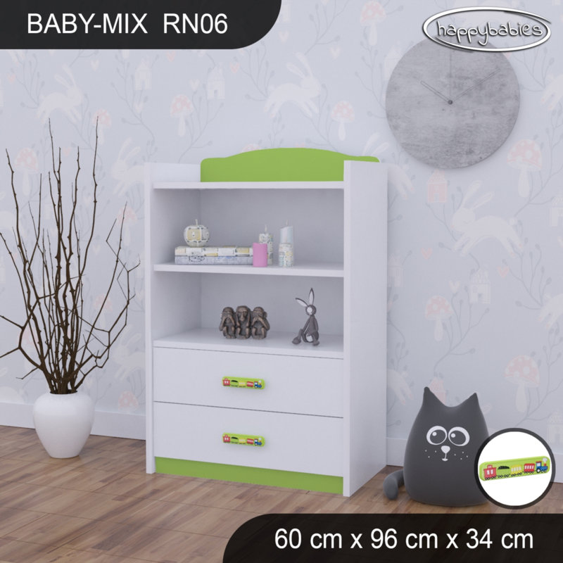 96 cm H Kids Cube Bookcase, 96cm H x 60cm W x 34cm D, White/Green/Green