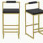 Tabourets de bar rembourrés en velours (dorés et noirs, ensemble de 2)-36465995-36465994