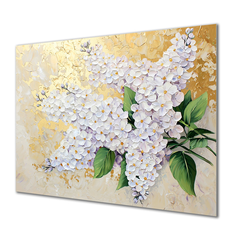 Lilacs Springtime Golden Harmony I - Floral Metal Wall Art, Lilacs Metal Print, 12" H x 20" W