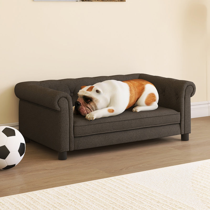 Lit rectangulaire pour petits et moyens chiens, Marron foncé