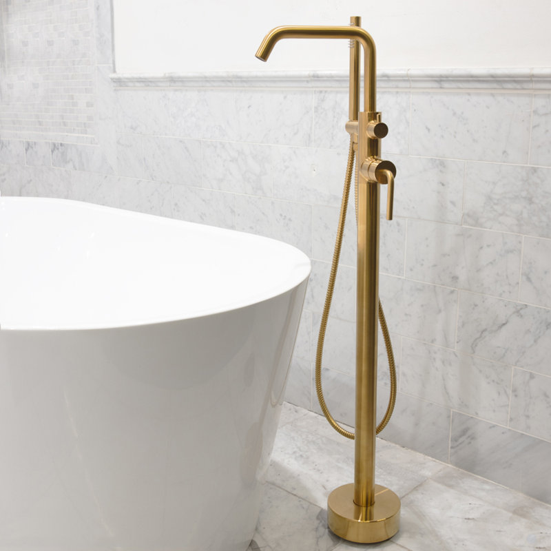 Cigno Tub Filler with Diverter, Brushed Gold