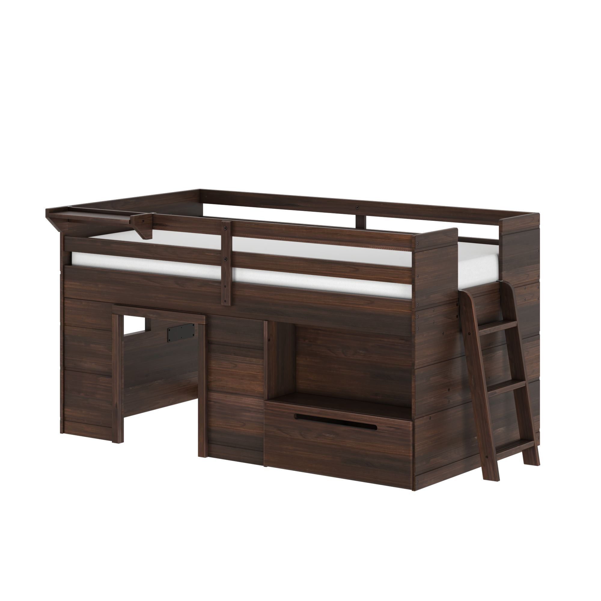 Purdy Hill Kids Twin Loft Bed with Drawers, Espresso