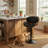 Adjustable Height Bar Stool, Swivel Upholstered Counter Stool with Bentwood, Barstool with Footrest-1430293740