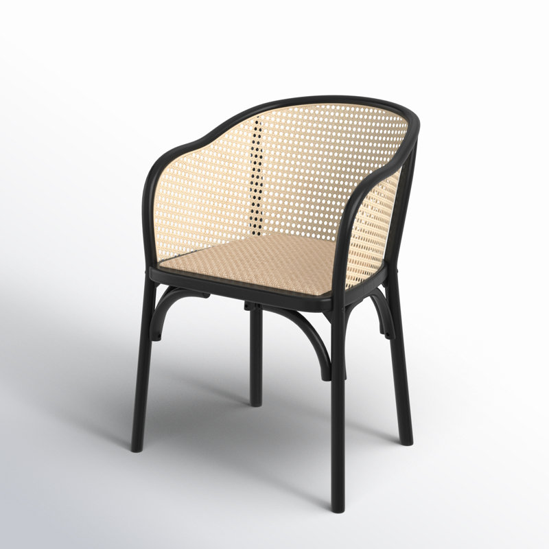 Fabiana Arm Chair, Natural Seat & Back/Walnut Frame