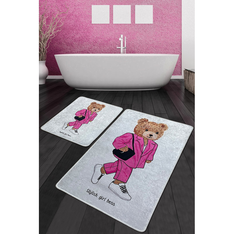 Ensemble de tapis de bain antibactérien (2 pièces), 100% polyester, 23,6 po x 39,4 po et 19,7 po x 23,6 po | Dessous antidérapant, 700 g / m² | Lavable à la machine, séchage rapide, idéal pour la sécurité et le confort de la salle de bain