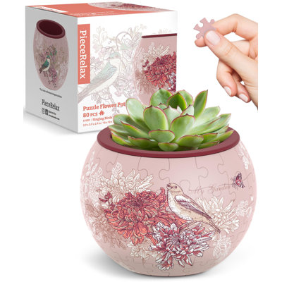 Pot à fleurs 3D - Oiseaux chantants et fleurs - Petits pots à plantes ronds avec drainage