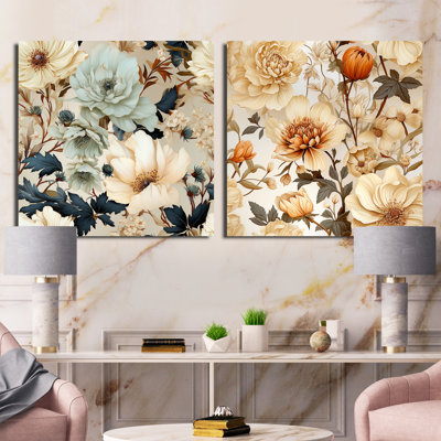 Kelia - Ensemble de 2 collages carrés floraux