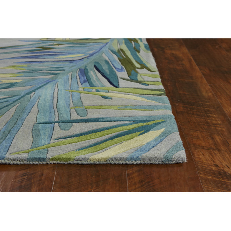 Tapis en laine touffeté à la main Murray, Rectangle 8 pi 6 po x 11 pi 6 po, Gris te bleu