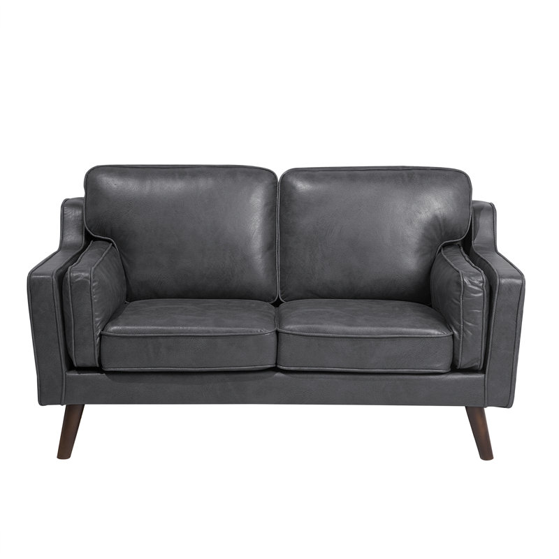 Forsyth Faux Leather Loveseat, Grey, 2 Seat