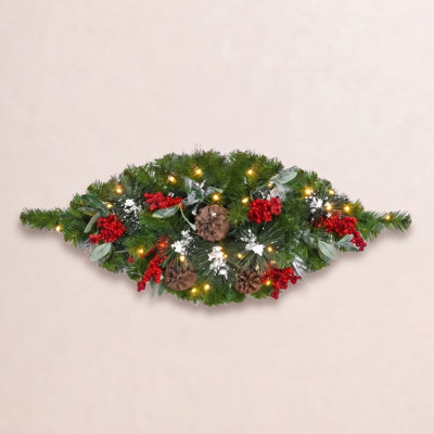 36" Pre-Lit Artificial Pine Mailbox Cover