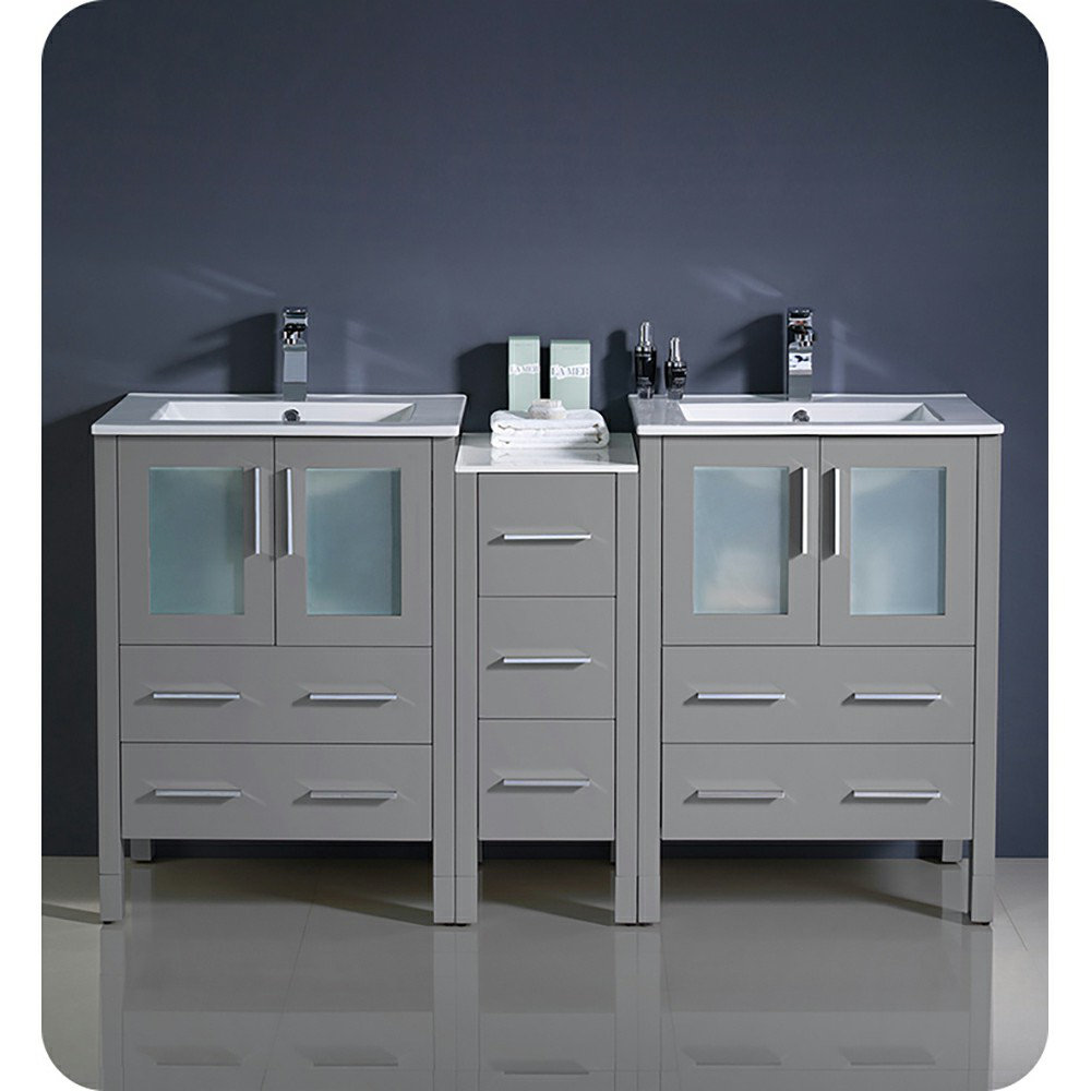Fresca Torino 60" Free-Standing Double Sink Bathroom Vanity Base Only ...