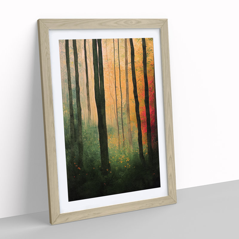 Forest No.4 - Single Picture Frame Painting, 64cm H x 46cm W x 2cm D, Oak