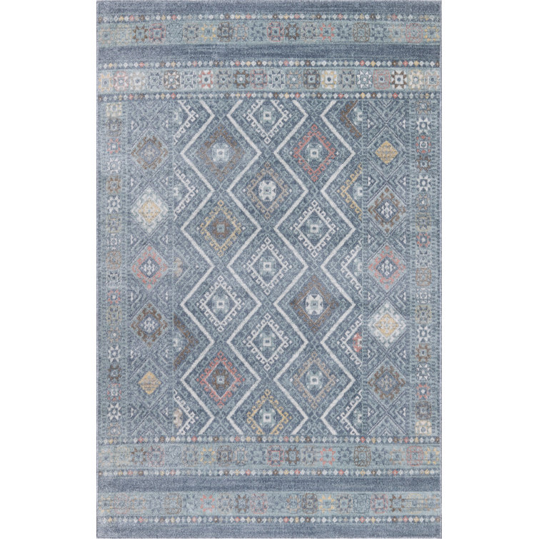 Machine Washable Alden Blue/Ivory Rug
