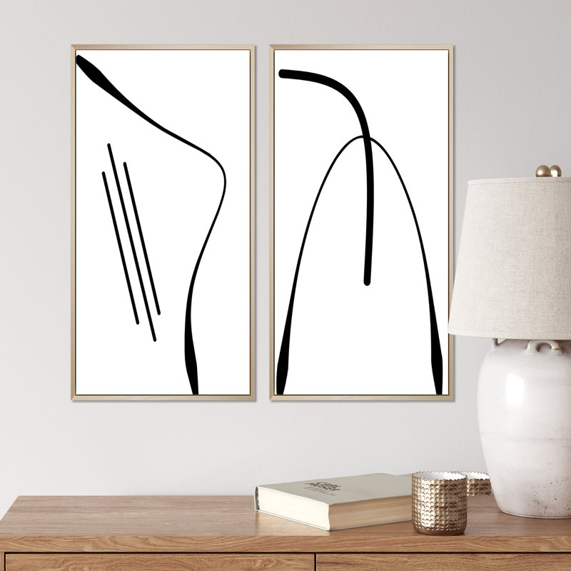 «Scandinavian Abstract Minimalistic Geometrics VII», ensemble de 2 reproductions, H 20 po x l 24 po x P 1 po, Cadre brun