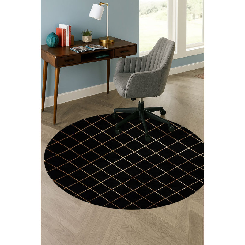 Étowah contemporain noir et doré, Rond 3 pi 1 po