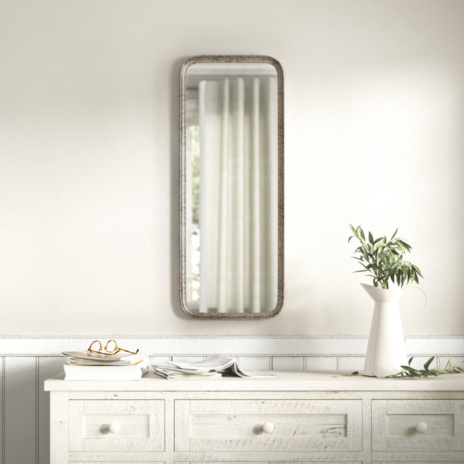 Full-Length Mirror, Silver Leaf, 39.5" x 15.75"