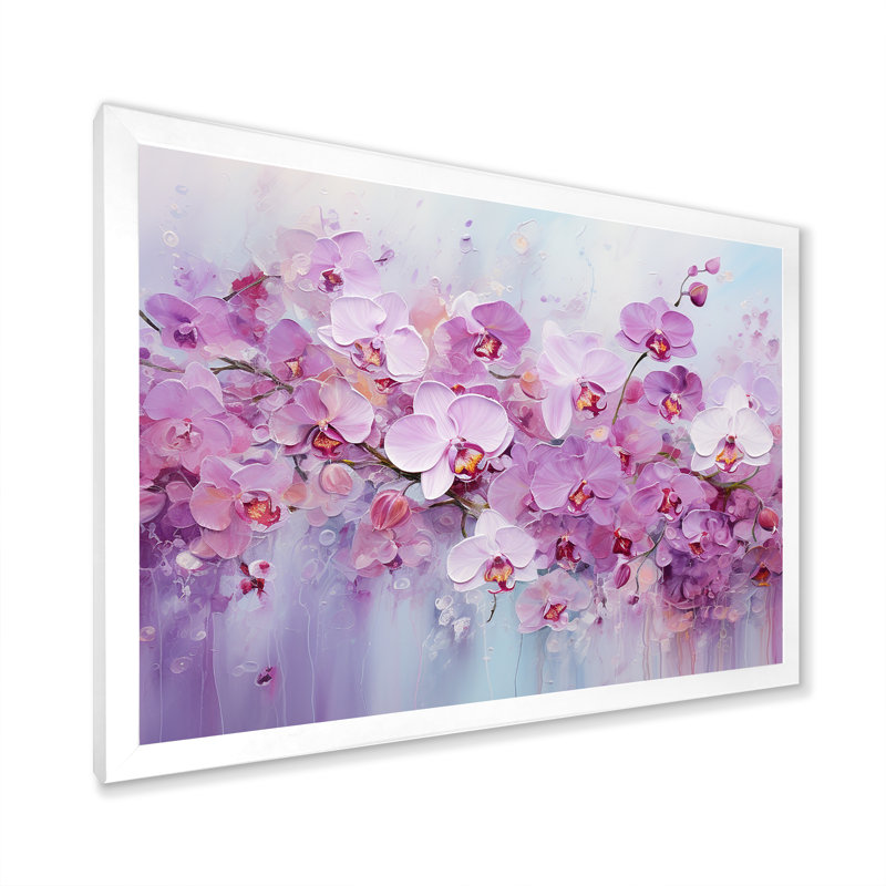 «Purple Pansies Blooming Field» sur toile, Cadre simple blanc, H 16 po x l 32 po x P 1 po