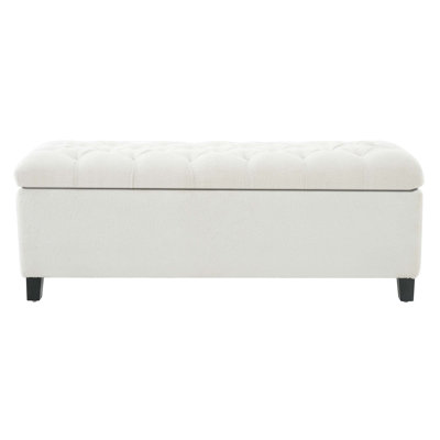 Storage Ottoman Bench With Soft-Close Lid, High-Capacity Interior Compartment, And Elegant Button-Tufted Boucle Surface For Versatile Seating And Orga