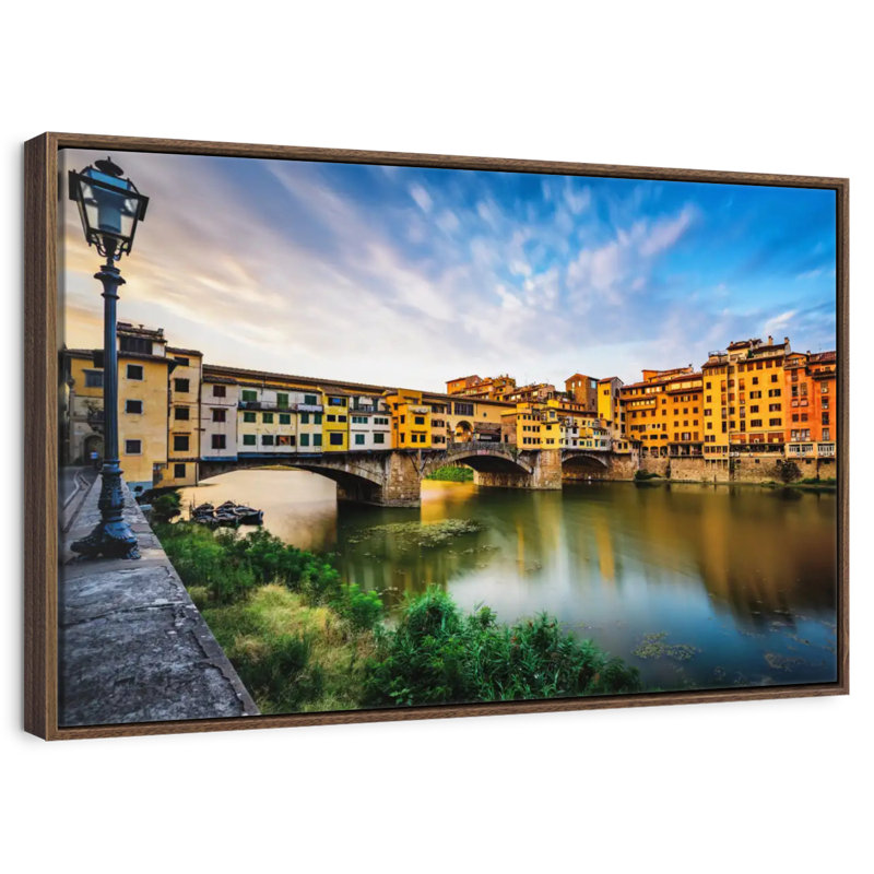 Ponte Vecchio Riverscape, Floating Frame Walnut, 40" X 27"