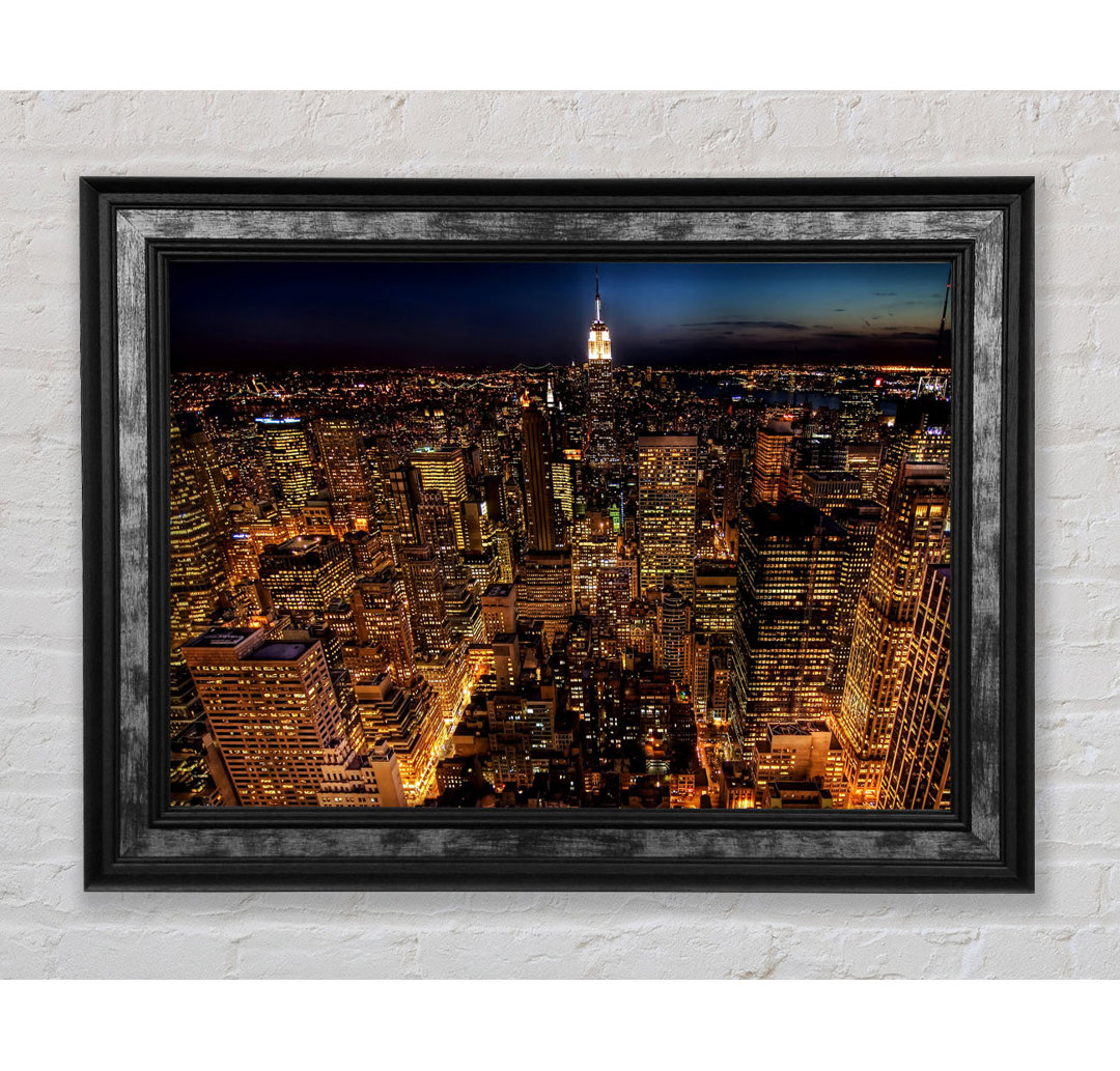 Manhattan Night Life Glow - Einzelne Bilderrahmen Kunstdrucke