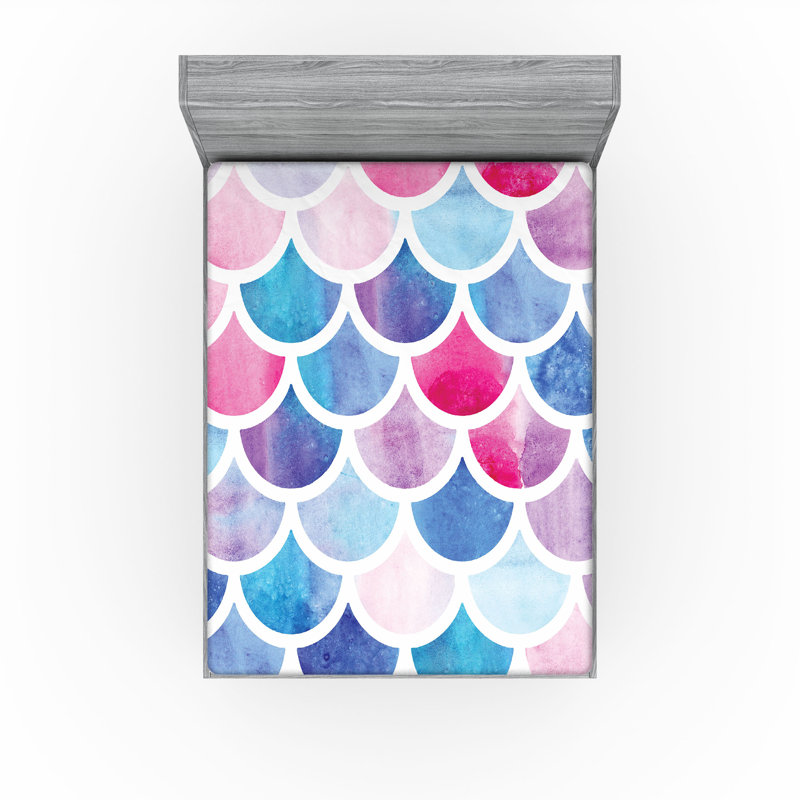 Drap-housse Ambesonne, paquet de 2, Bleu / gris / géométrique rose, Drap-housse de taille très grand