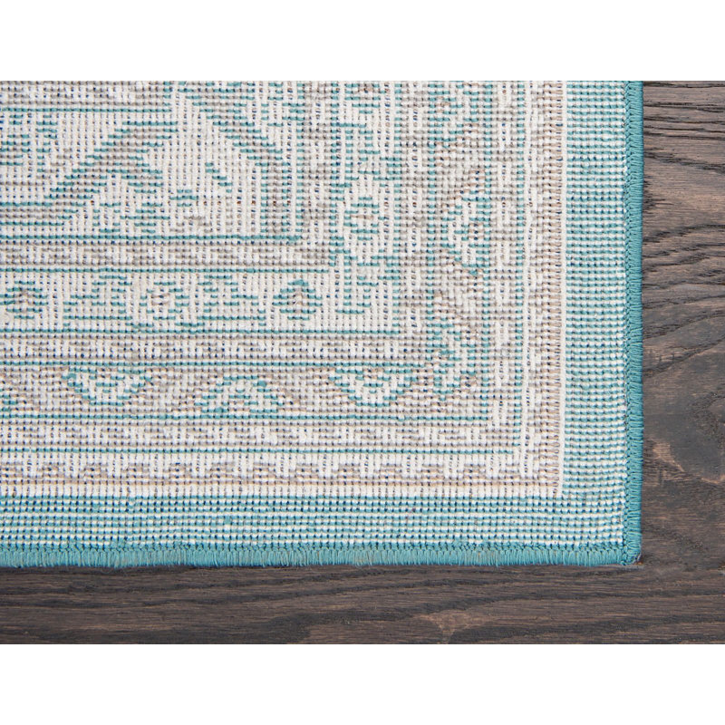 Tapis bleu turquoise Wingate, Tapis de couloir 2 pi 9 po x 9 pi 10 po