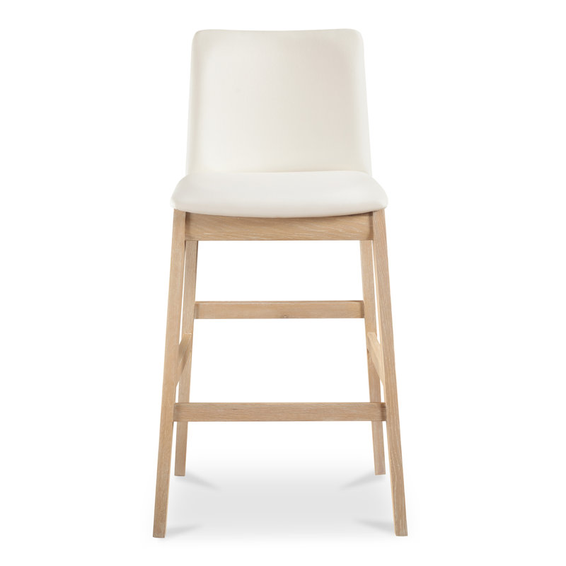 Deco Counter Stool White PVC, Bar Stool (30” Seat Height), Oak