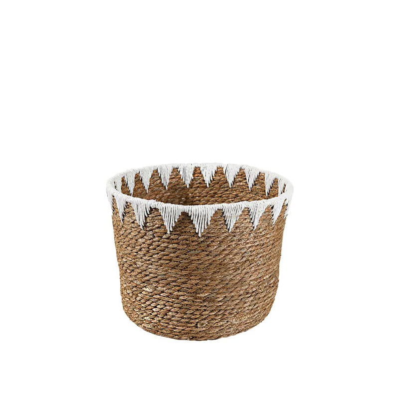 Grand panier à feuilles de quenouilles fait à la main Latitude Run® - Naturel, écologique et durable - Parfait pour la décoration, le rangement, le cache-cache de plantes en pot ou le cadeau, 14 po de diamètre et 11 po de hauteur