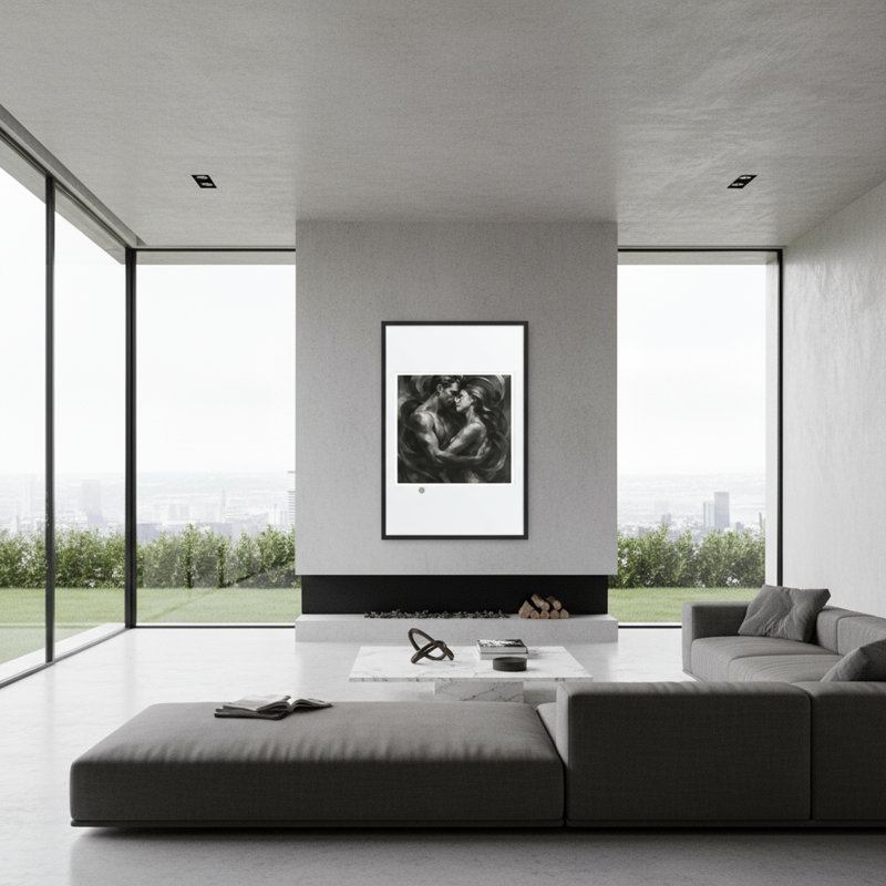 Soulbound Framed Canvas Wall Art by Kasian Art Studio - White Frame, White