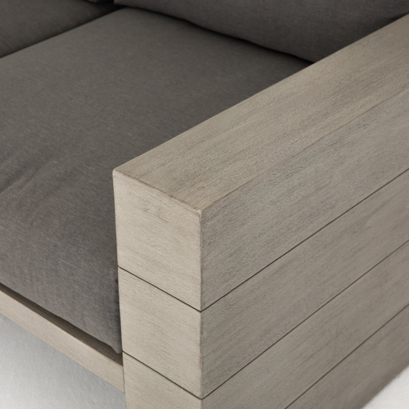 Tsubaki 96" Wide Patio Sofa, Weathered Gray, Charcoal Polypropylene/Olefin